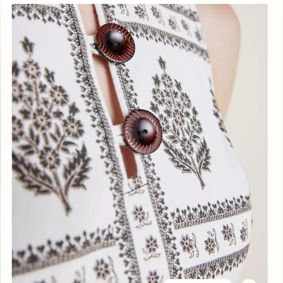 Anthropologie NWT Woodblock Midi Dress Floral Print Fit and Flare Women’s Sz 14 - Picture 4 of 13